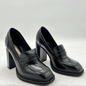 Dressy High Block Heels Loafers for Women Classical Square Toe Pumps omfortable